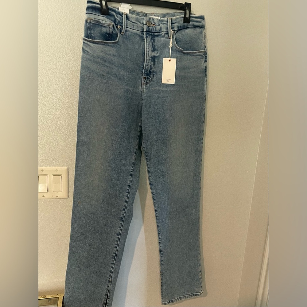 Good American Good Boy Good Hem Slit Jeans NWT